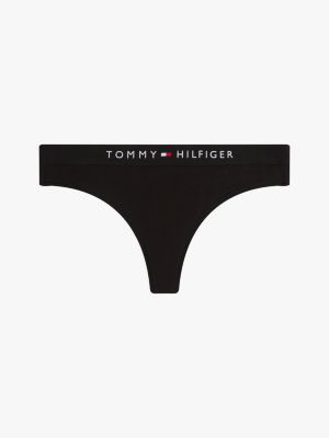 czarny thongi th original z logo na pasku dla kobiety - tommy hilfiger