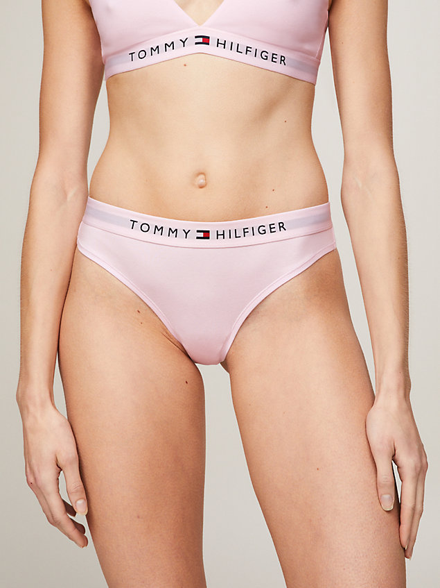 pink th original logo waistband thong for women tommy hilfiger