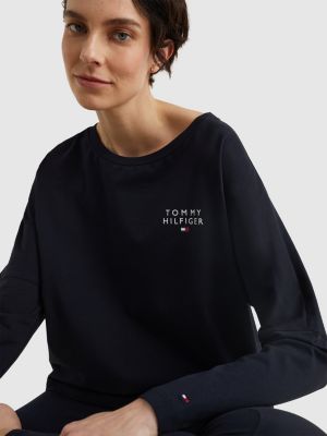 blue th original long sleeve lounge t-shirt for women tommy hilfiger