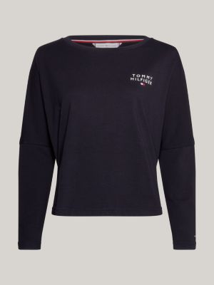 blue th original long sleeve lounge t-shirt for women tommy hilfiger