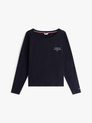 blue th original long sleeve lounge t-shirt for women tommy hilfiger