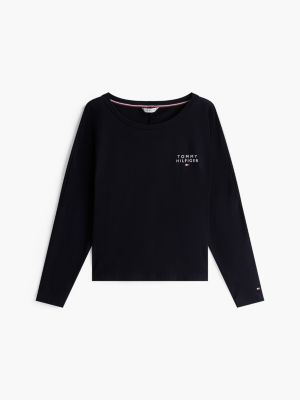 blue th original long sleeve lounge t-shirt for women tommy hilfiger
