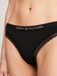 Tonal Logo Lace Thong — Black 4