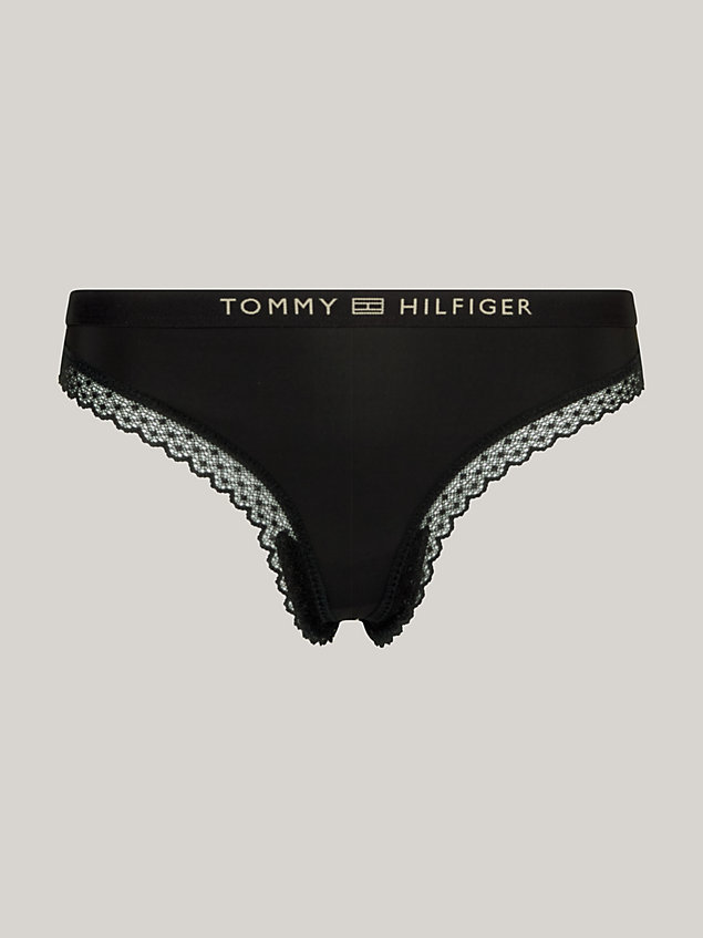black tonal logo lace thong for women tommy hilfiger