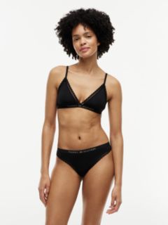 Tonal Logo Lace Thong — Black 1