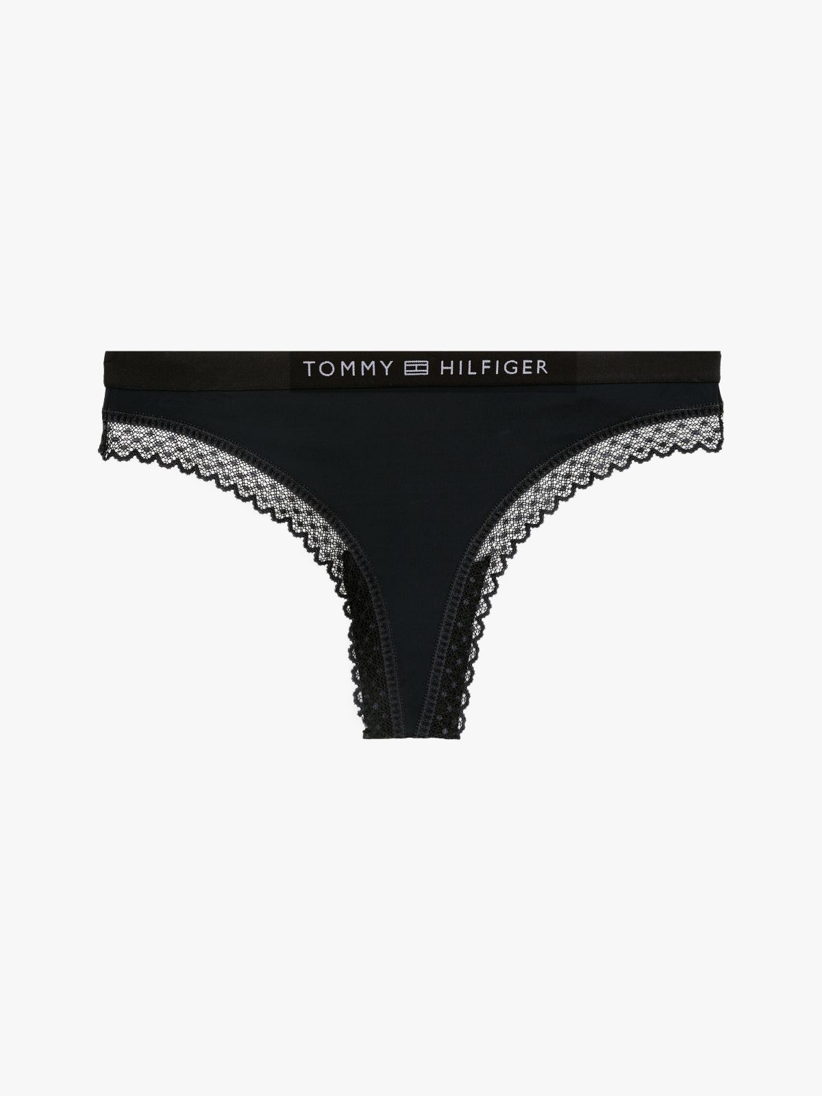 Tonal Logo Lace Thong — Blue