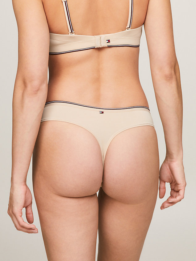 pink global stripe waistband thong for women tommy hilfiger
