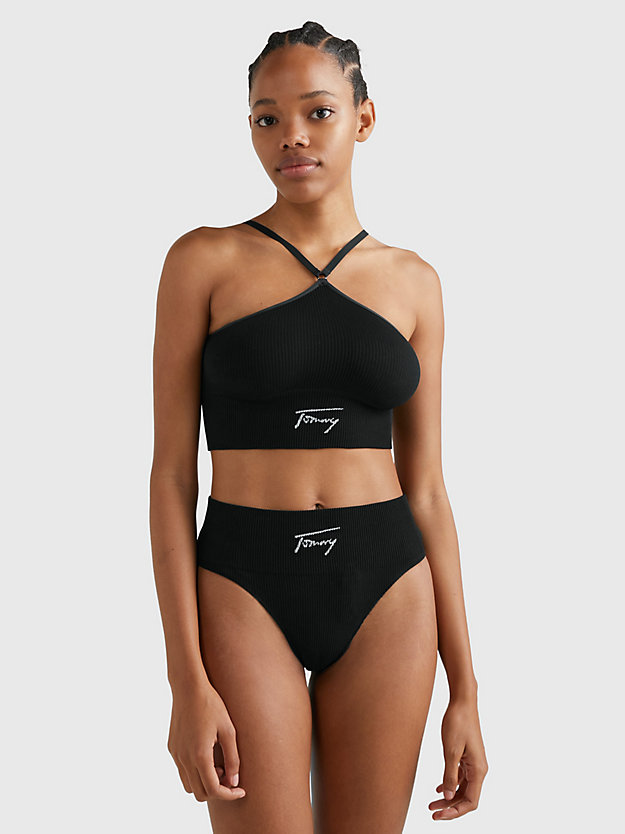 BLACK Signature Waistband Thong for women TOMMY JEANS