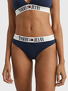 blauw archive string met logotailleband voor dames - tommy jeans