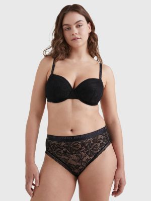 Slip aus Hilfiger-Spitze mit hohem Bund, Schwarz