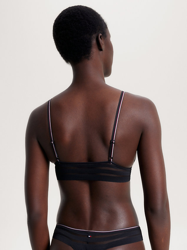black global stripe lace unlined triangle bra for women tommy hilfiger