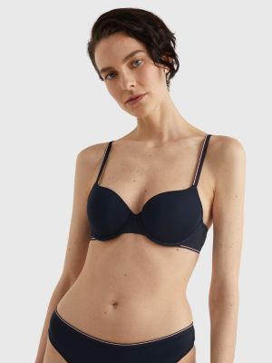 Global Stripe Trim Padded Demi Bra, Blue