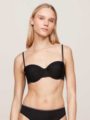 Global Stripe Lightly Lined Strapless Bra, Black