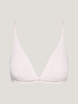 Unlined Logo Underband Triangle Bra, Pink