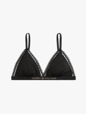 black lace unlined triangle bra for women tommy hilfiger