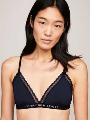Tommy hilfiger Floral Lace Unlined Triangle Bra Black