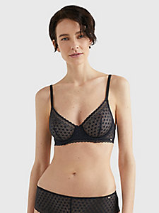 blue lace unlined half cup bra for women tommy hilfiger