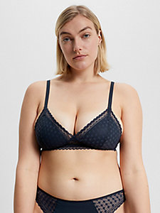 blue lightly lined lace triangle bra for women tommy hilfiger