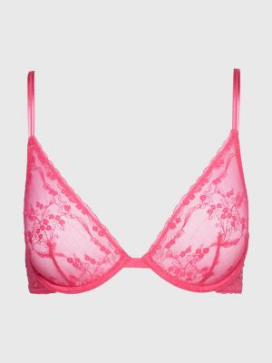 Floral Lace Unpadded Triangle Bra | Pink | Tommy Hilfiger