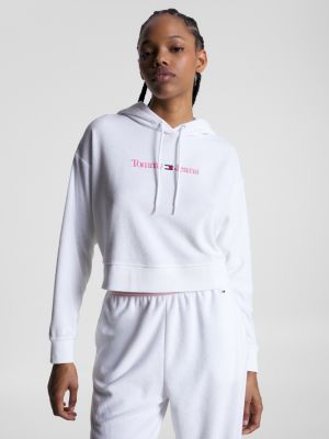 Robijn stuiten op vals Essential cropped loungehoodie van badstof | WIT | Tommy Hilfiger