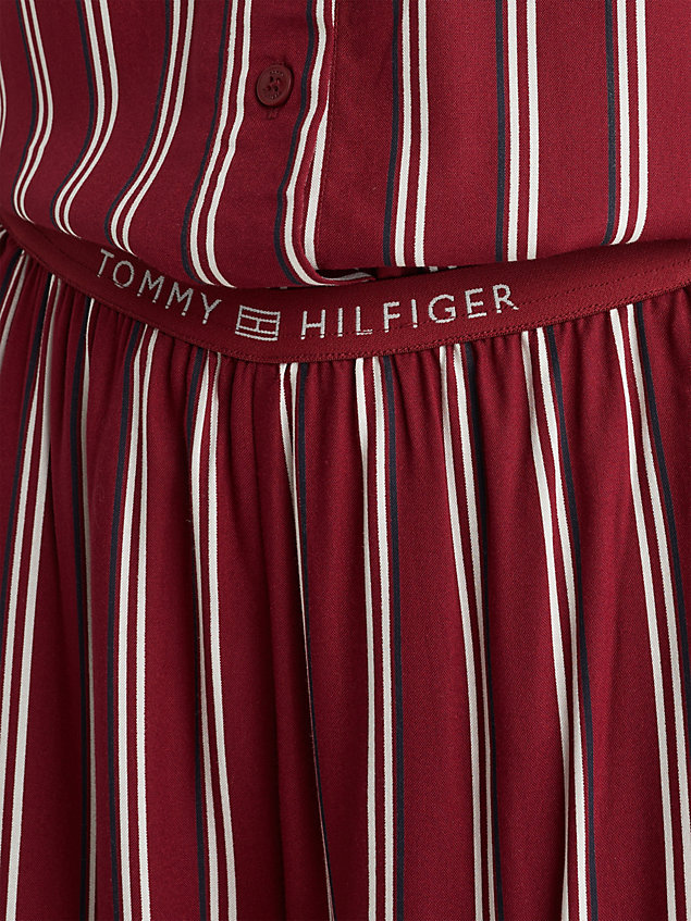 red gestreepte pyjamabroek met ton-sur-ton logo voor dames - tommy hilfiger
