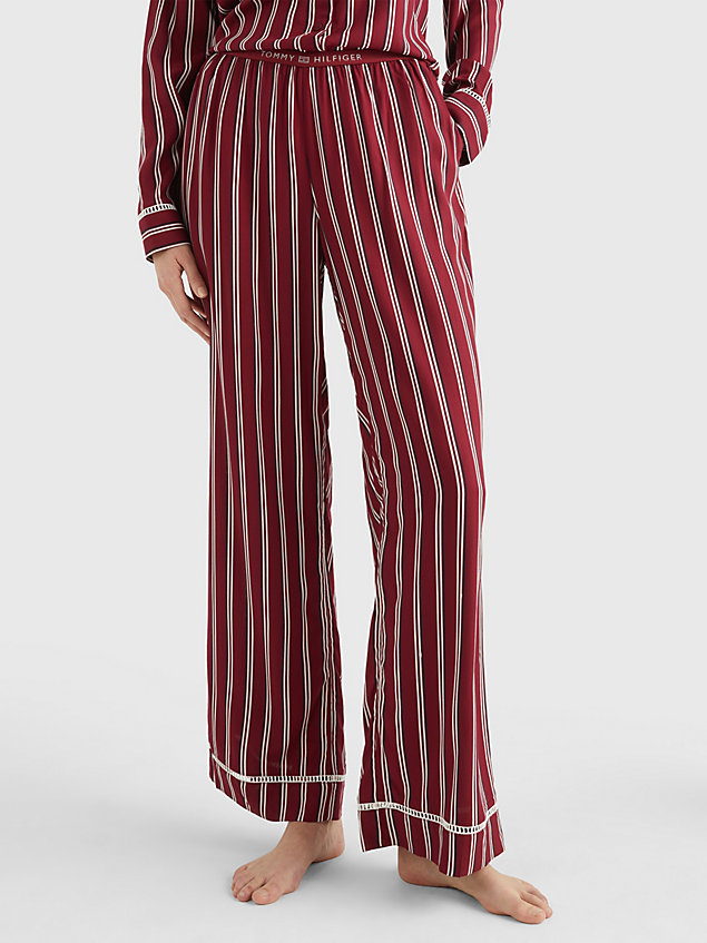 red tonal logo stripe pyjama bottoms for women tommy hilfiger