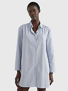 blue signature tape slim shirt nightdress for women tommy hilfiger