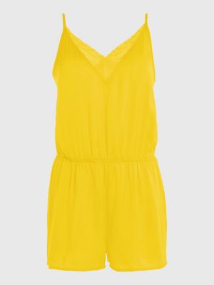 yellow floral lace camisole lounge playsuit for women tommy hilfiger