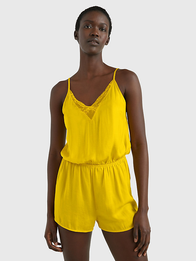 yellow floral lace camisole lounge playsuit for women tommy hilfiger