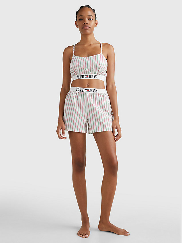 gold archive crop top and shorts lounge set for women tommy jeans