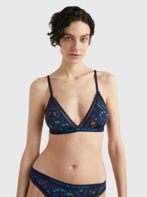 Coastal Floral Tonal Logo Triangle Bra, Blue