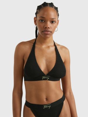 Tommy Hilfiger Logo Halter Neck Bikini Top - Black