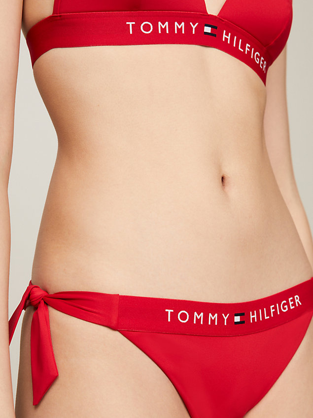 red original cheeky bikinibroekje met ginghamruit voor dames - tommy hilfiger