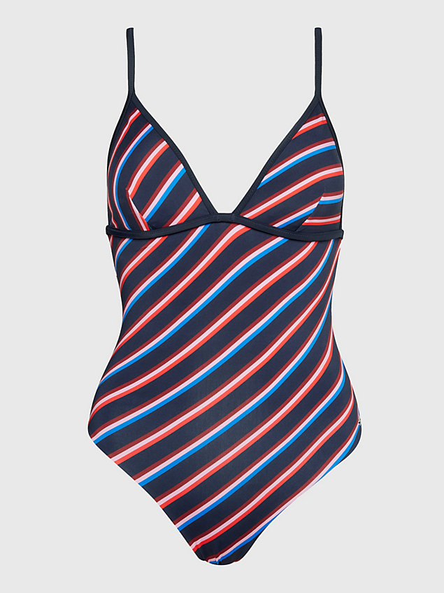 blue stripe one piece swimsuit for women tommy hilfiger