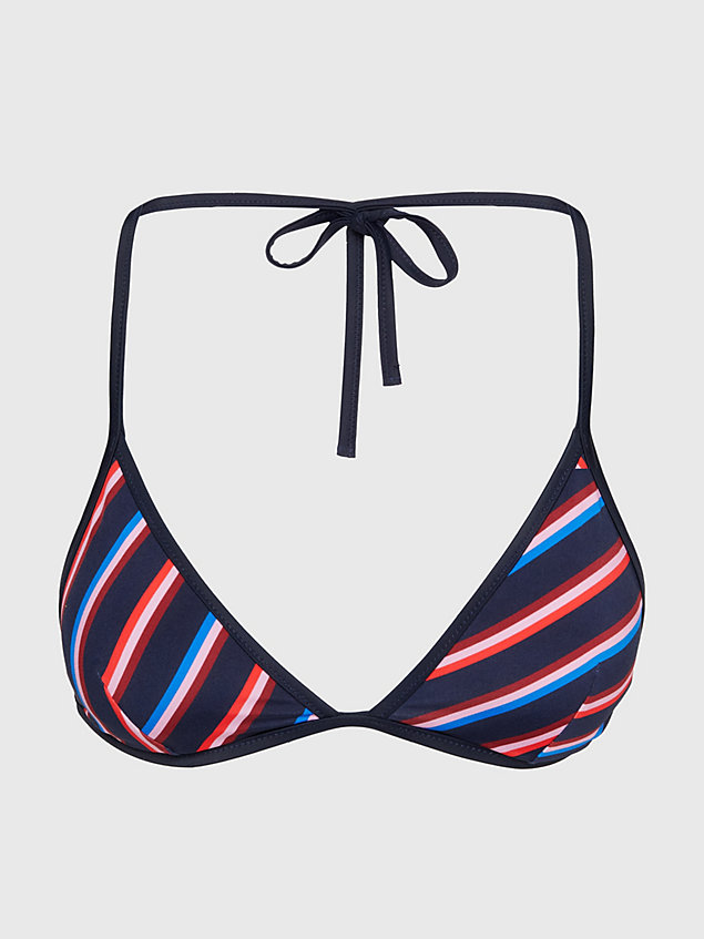 blue triangel-bikinitop met strepen voor dames - tommy hilfiger