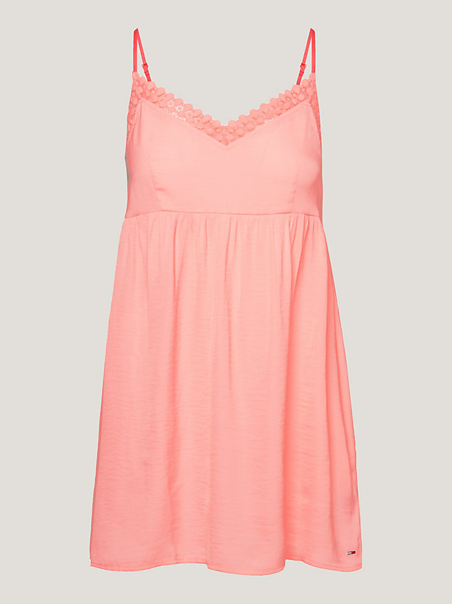 pink signature lace nightdress for women tommy jeans