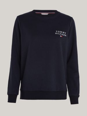 blau original lounge-sweatshirt mit logo für damen - tommy hilfiger