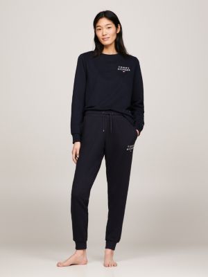 blue th original cuffed lounge joggers for women tommy hilfiger