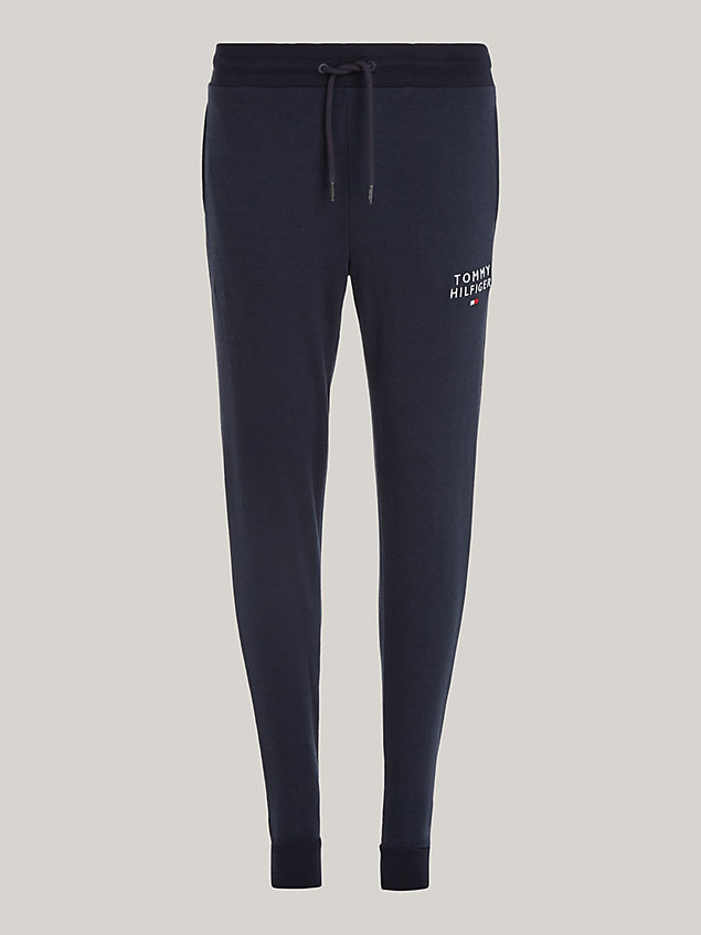 blue tapered cuffed leg joggers for women tommy hilfiger