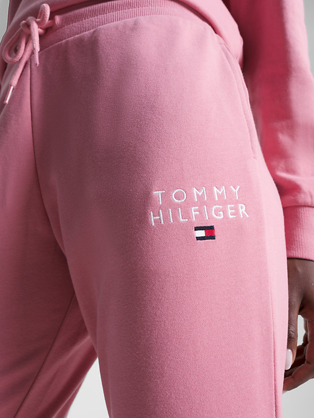 pink tapered cuffed leg joggers for women tommy hilfiger