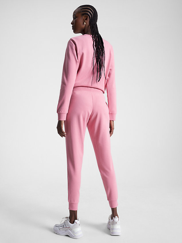 pink tapered fit jogginghose mit bündchen am bein für damen - tommy hilfiger