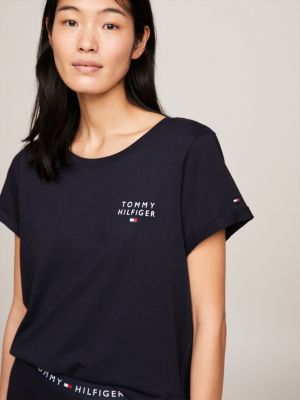 blue th original logo lounge t-shirt for women tommy hilfiger