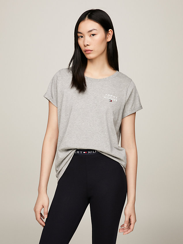 grey t-shirt lounge z logo th original dla kobiety - tommy hilfiger
