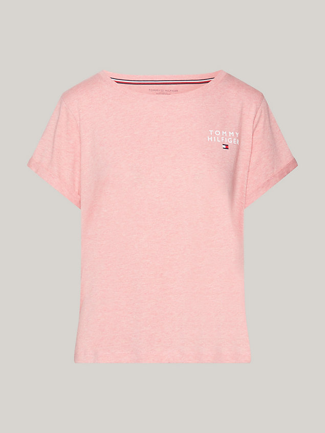 pink th original logo lounge t-shirt for women tommy hilfiger