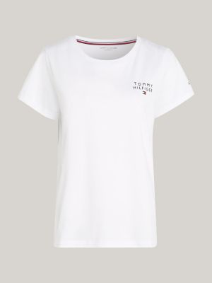 white th original logo lounge t-shirt for women tommy hilfiger