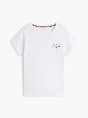 white th original logo lounge t-shirt for women tommy hilfiger