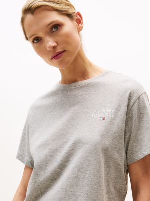 grau t-shirt-nachthemd mit halblangen ärmeln für damen - tommy hilfiger