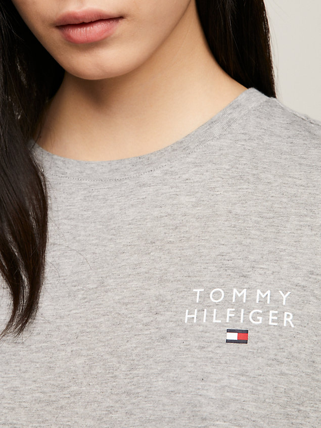 grey t-shirt-nachthemd mit halblangen ärmeln für damen - tommy hilfiger