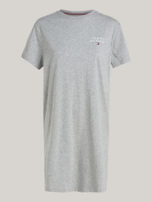 chemise de nuit à manches mi-longues gris pour femmes tommy hilfiger