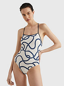 beige nautical one-piece swimsuit for women tommy hilfiger